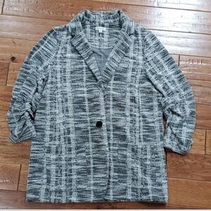 Max Studio tweed ruched sleeve blazer